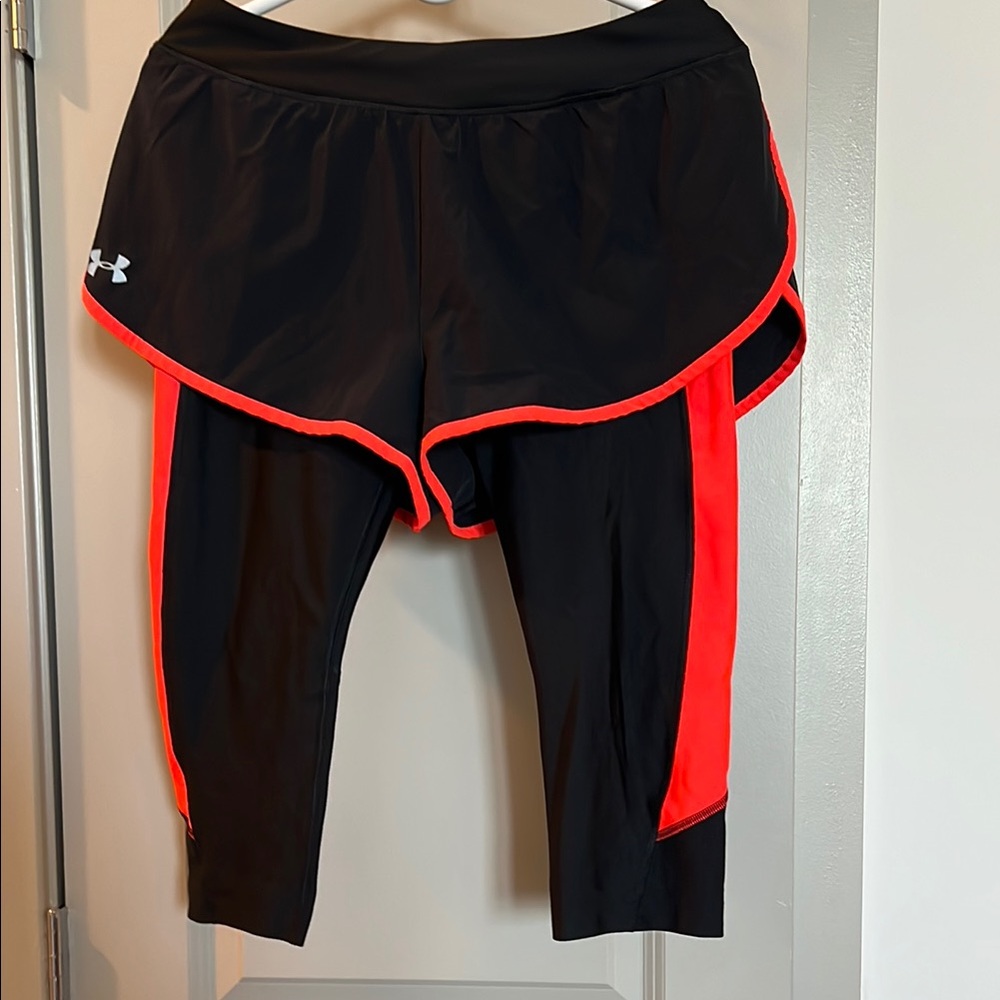 Under Armour Black and Red Athletic Shorts